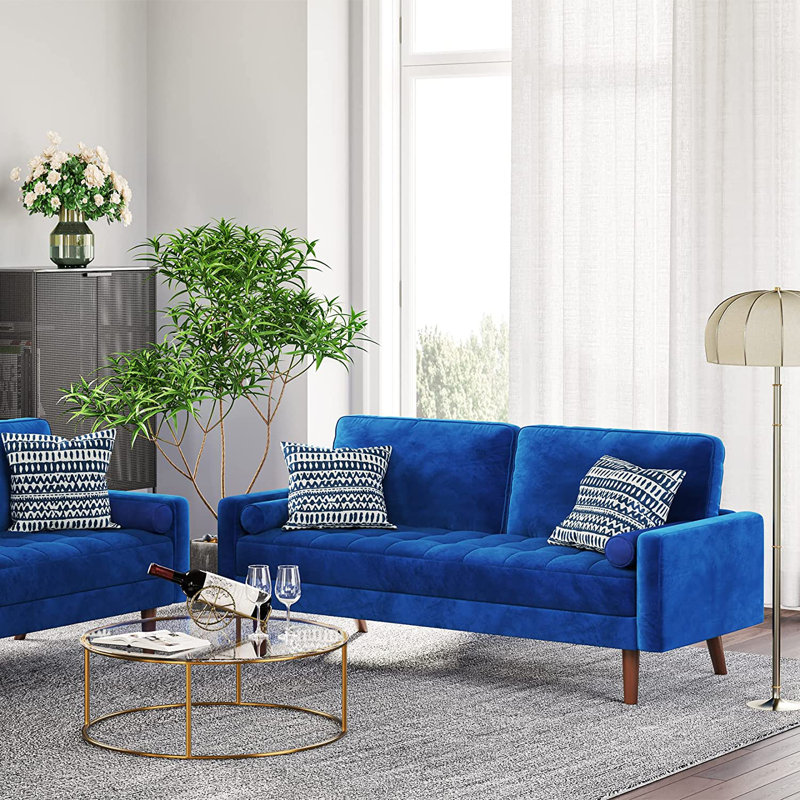 Wayfair blue loveseat discount